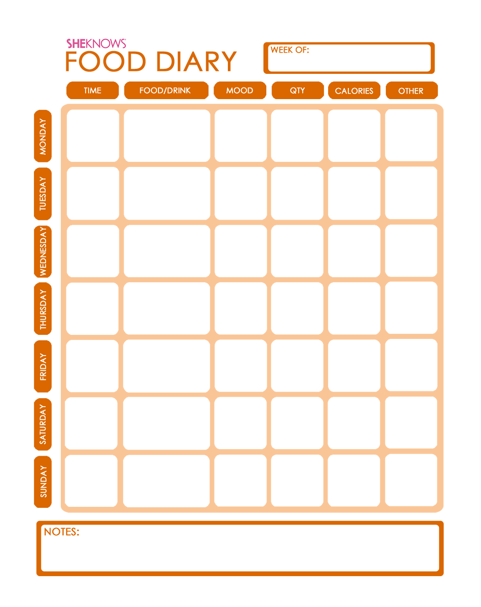 Free Printable Food Diary Template within Free Printable Food Journal