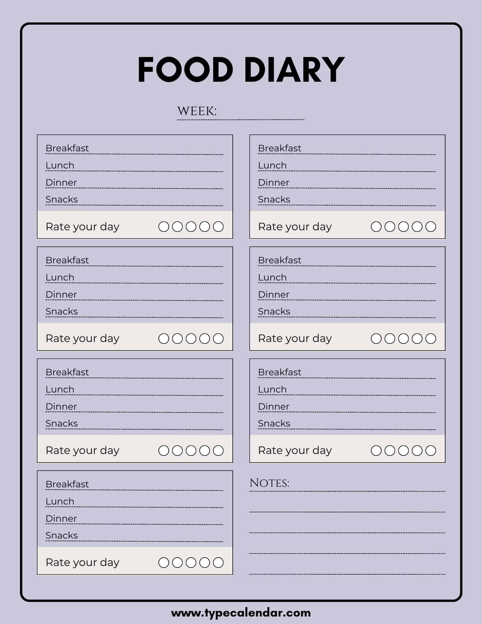 Free Printable Food Diary Templates [Word, Excel, Pdf] inside Free Printable Food Journal