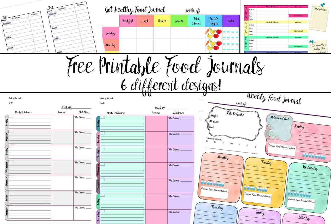 Free Printable Food Journal: 6 Different Designs in Free Printable Food Journal