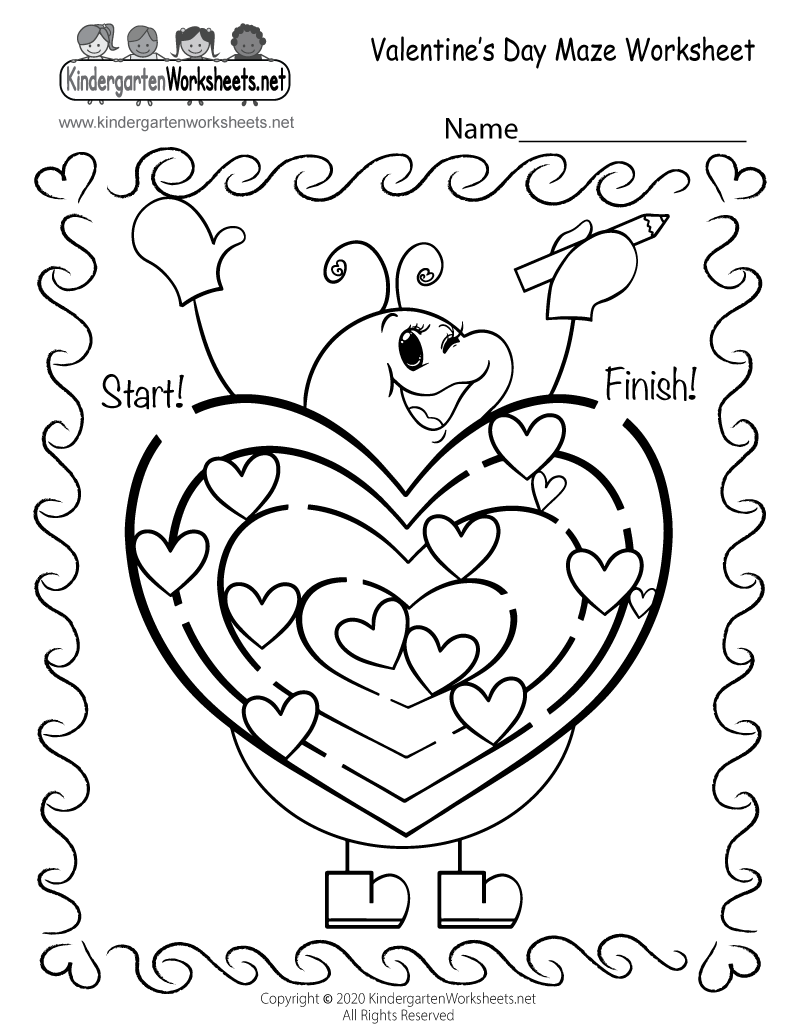 Free Printable Fun Valentine&amp;#039;S Day Maze Worksheet pertaining to Free Printable Valentine Activities for Kindergarten