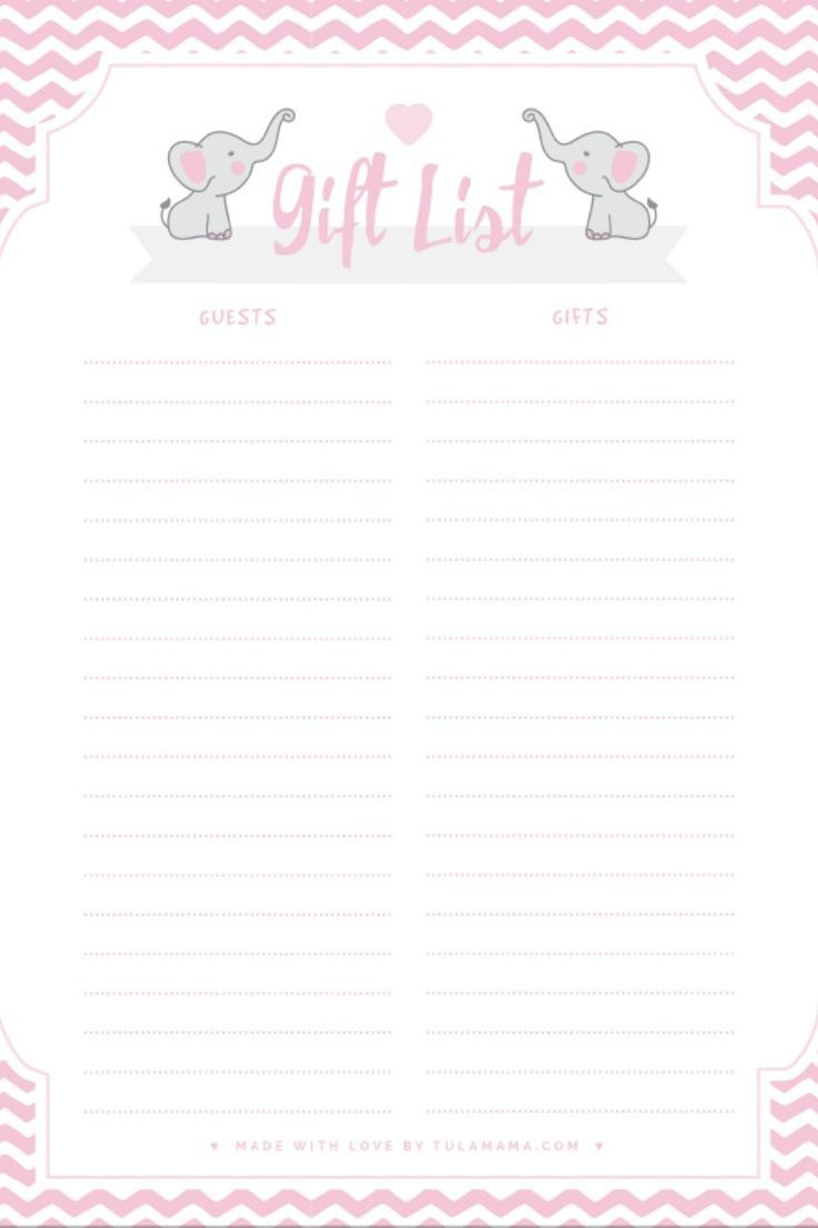 Free Printable Gift Tracker For Any Occasion | Baby Shower Gift regarding Free Pink Elephant Baby Shower Printables