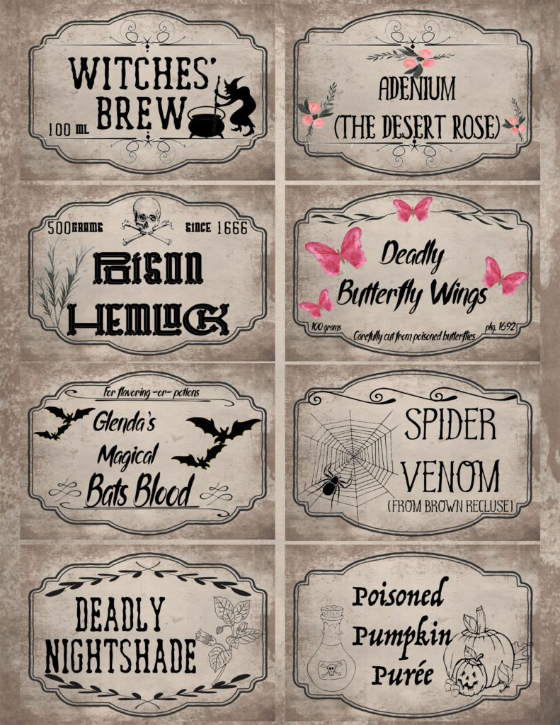 Free Printable Halloween Apothecary Labels: 16 Designs Plus Blanks! for Free Printable Apothecary Jar Labels