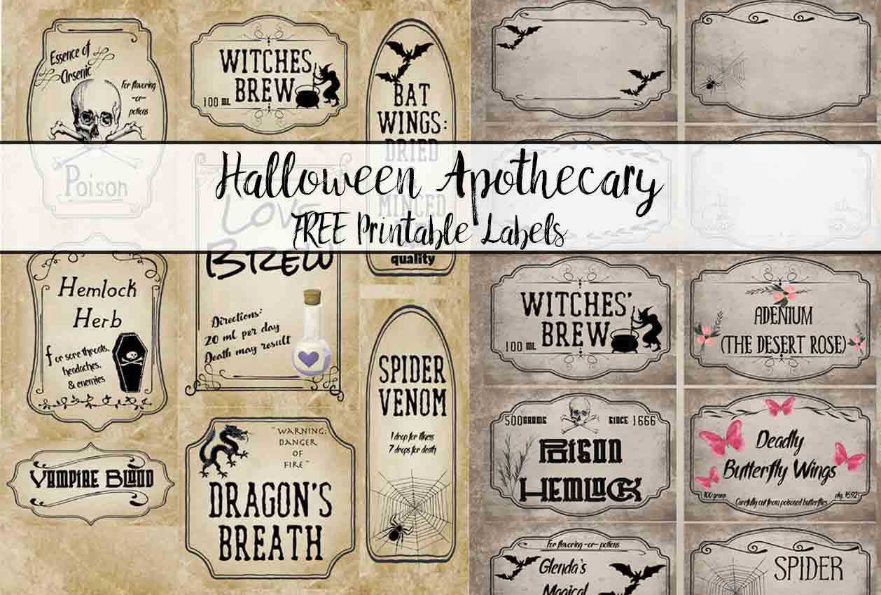 Free Printable Halloween Apothecary Labels: 16 Designs Plus Blanks! for Free Printable Apothecary Jar Labels