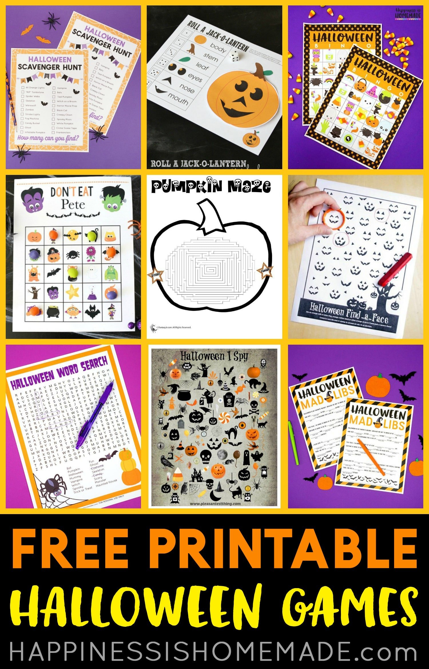 Free Printable Halloween Games - Happiness Is Homemade for Free Printable Halloween Games for Kids