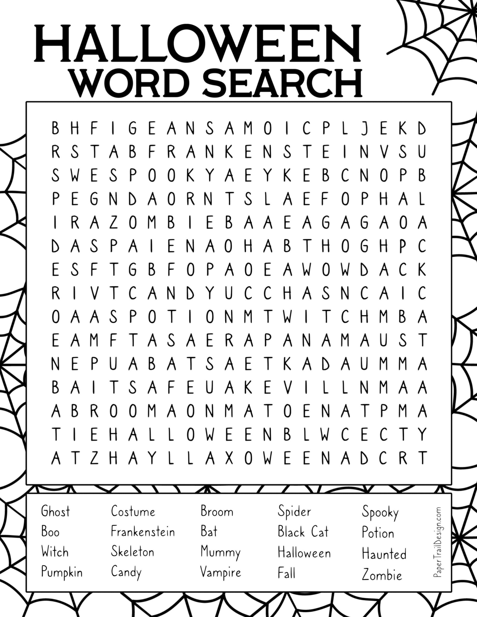 Free Printable Halloween Word Search - Paper Trail Design throughout Free Printable Halloween Word Search