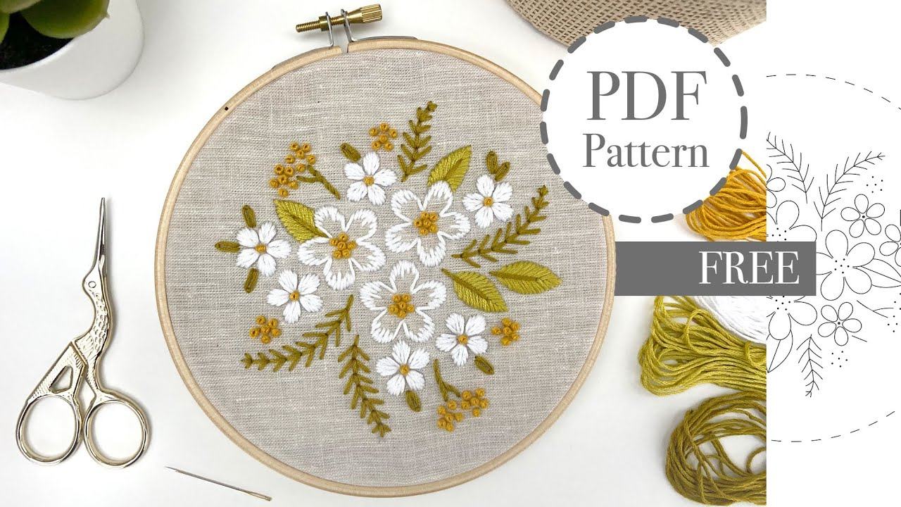 Free Printable Hand Embroidery Pattern For Beginners, How To Embroider A Bouquet. within Free Printable Embroidery Patterns