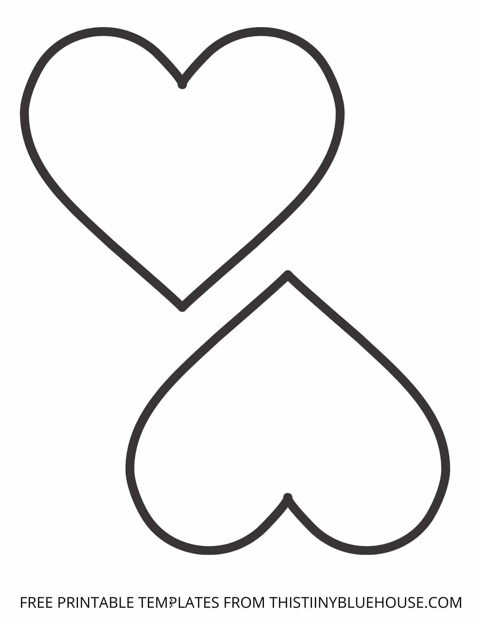 Free Printable Heart Template (6 Sizes Of Heart Outlines Small for Free Printables of Hearts