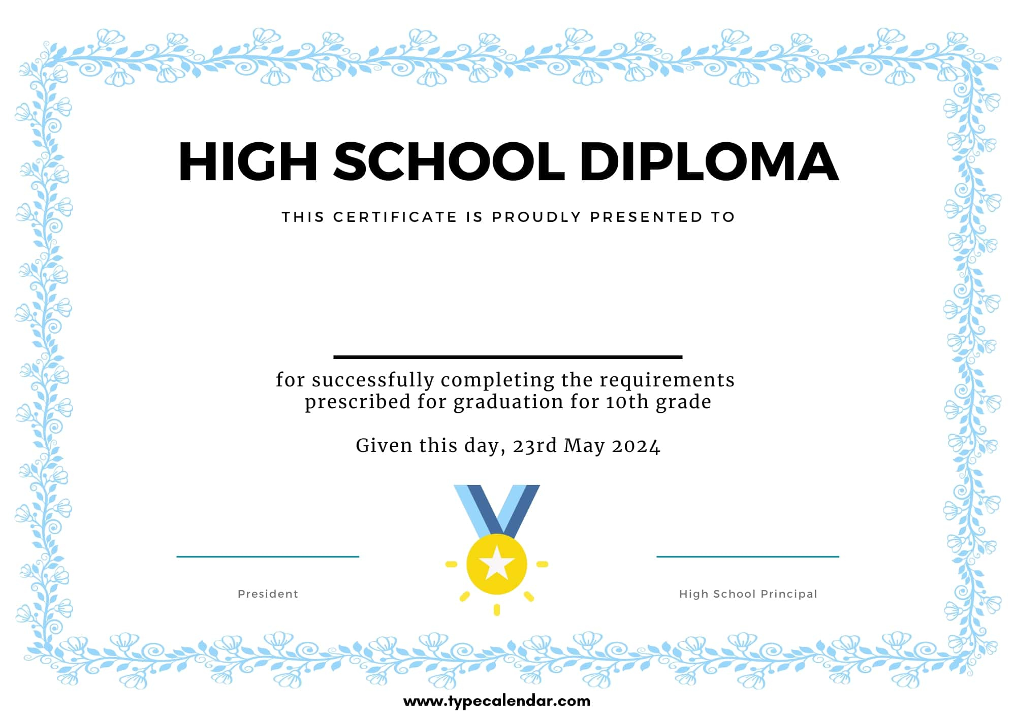 Free Printable High School Diploma Templates [Pdf, Word] With Seal intended for Free Printable High School Diploma Templates