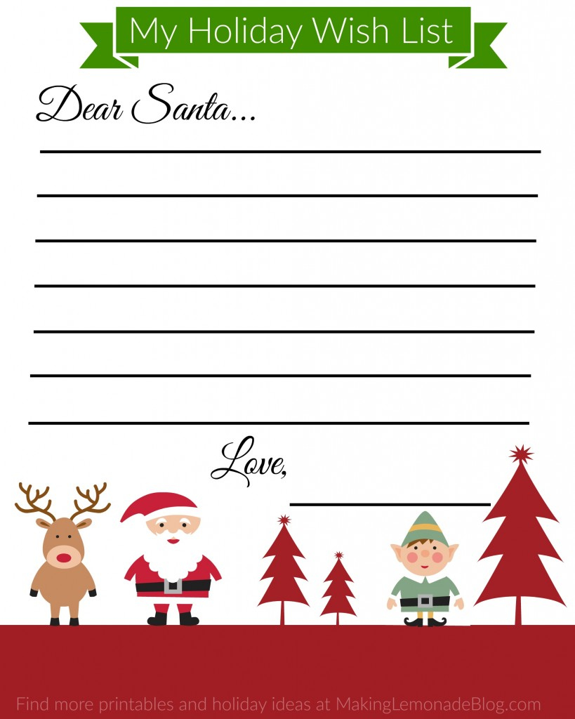 Free Printable Holiday Wish List For Kids - Making Lemonade with regard to Free Printable Christmas Wish List