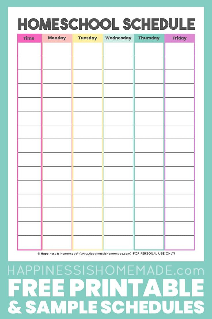 Free Printable Homeschool Schedule Template with Free Printable Schedule