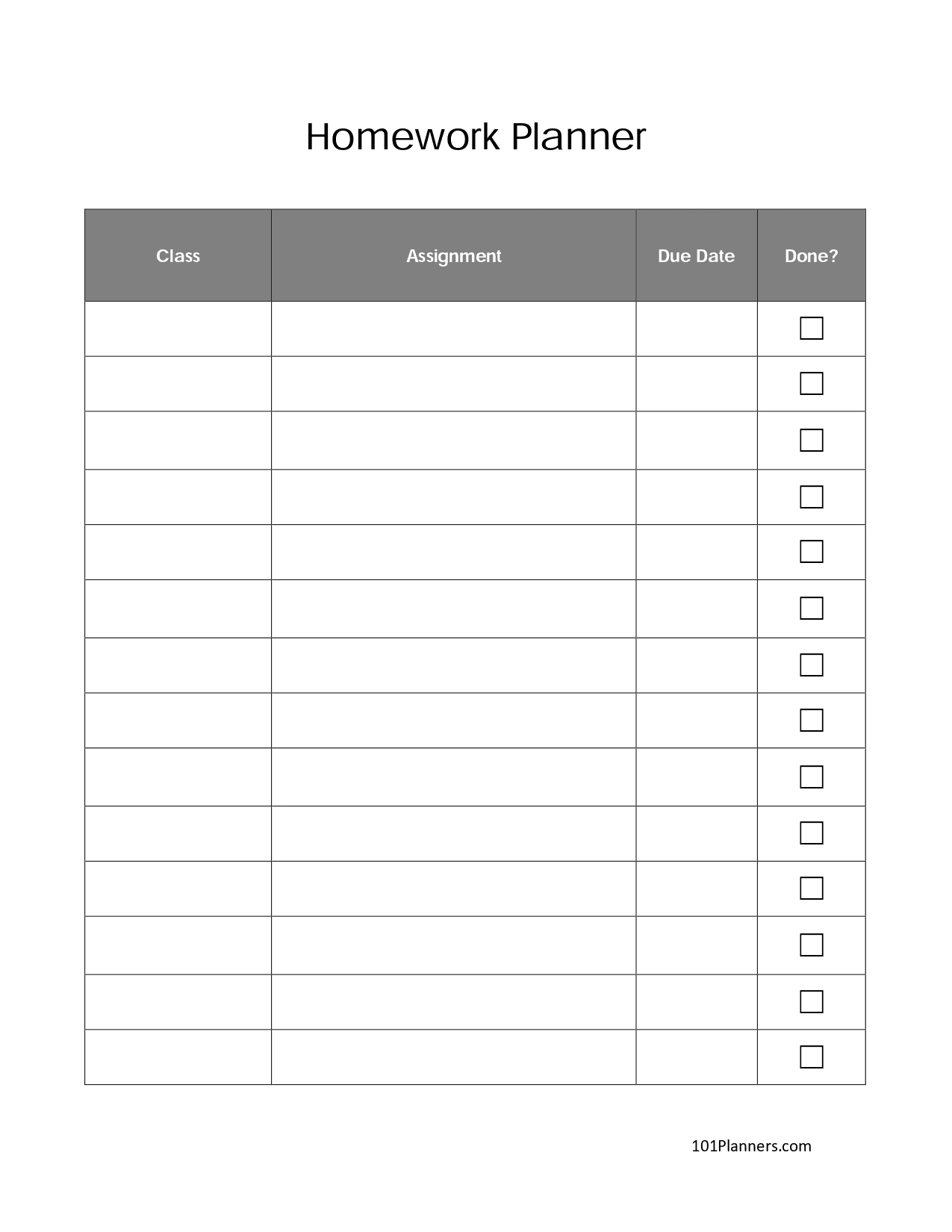 Free Printable Homework Planner Template | Pdf, Word, Excel Or Jpg for Free Printable Daily Assignment Sheets