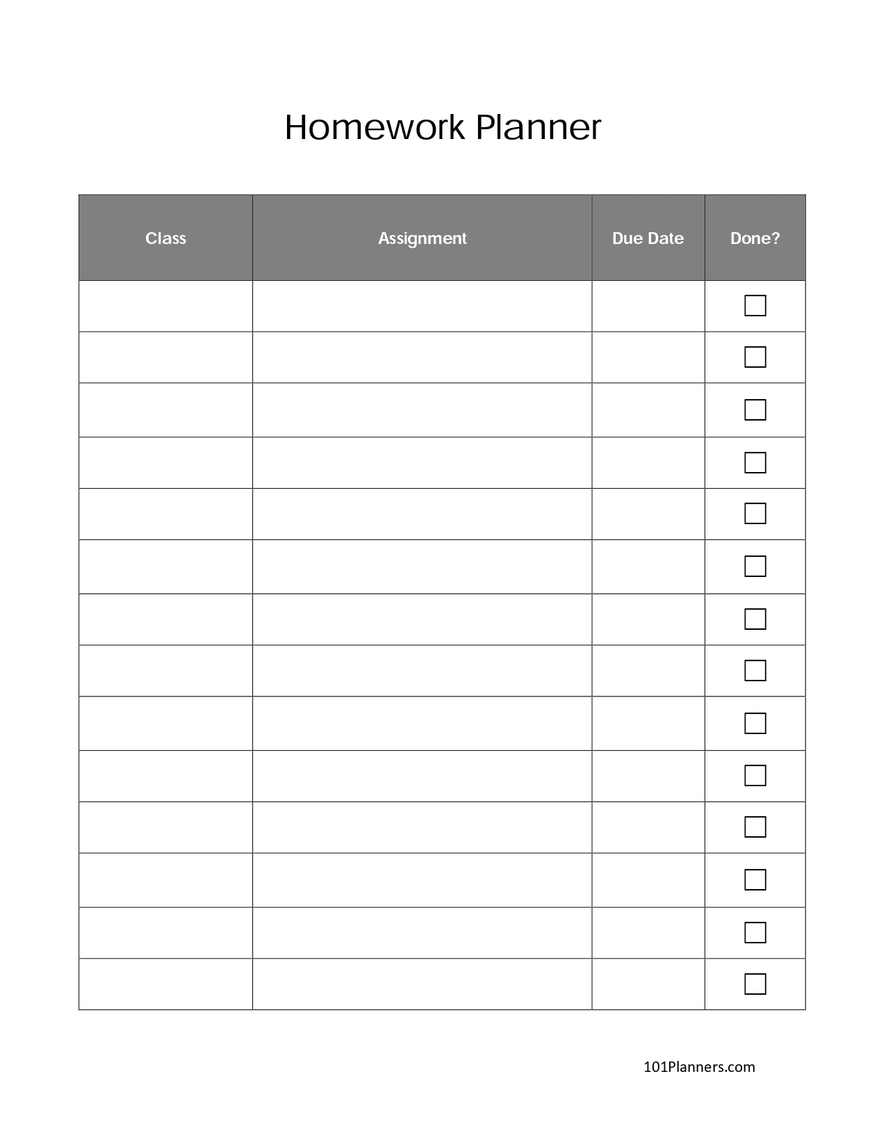 Free Printable Homework Planner Template | Pdf, Word, Excel Or Jpg throughout Free Printable Homework Assignment Sheets