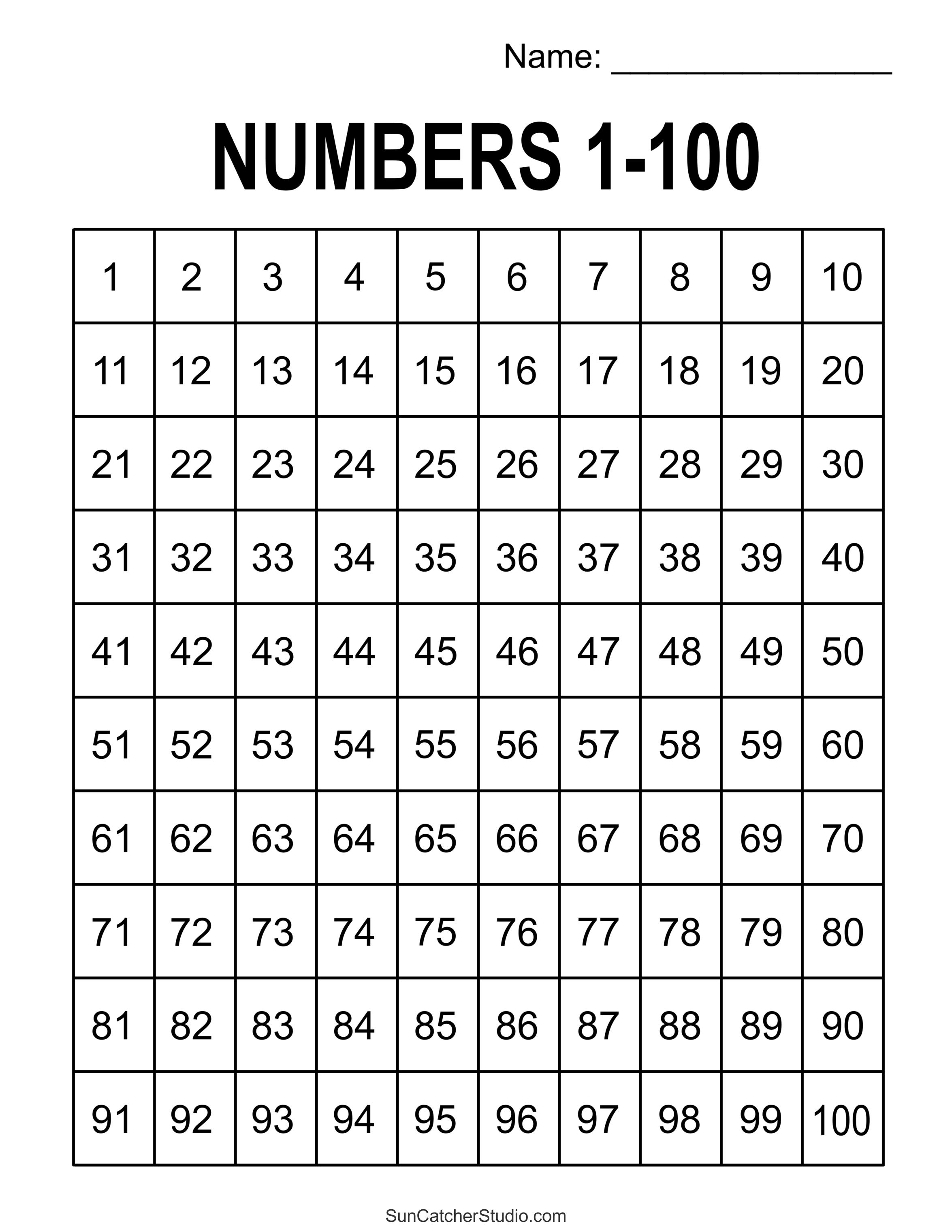 Free Printable Hundreds Charts (Numbers 1 To 100) – Diy Projects pertaining to Free Large Printable Numbers 1 100