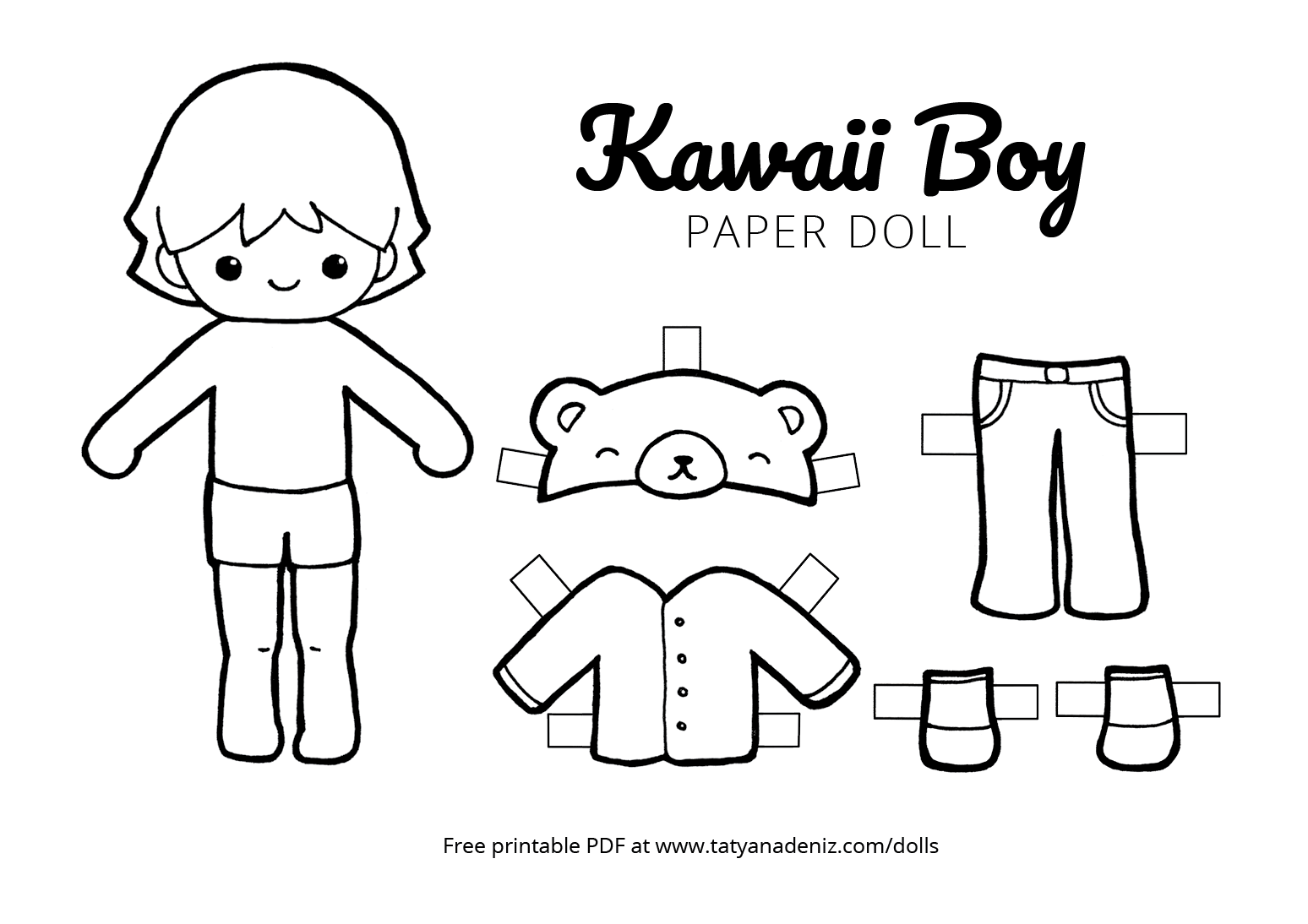 Free Printable Kawaii Paper Dolls Colouring Pages intended for Printable Paper Dolls To Color Free