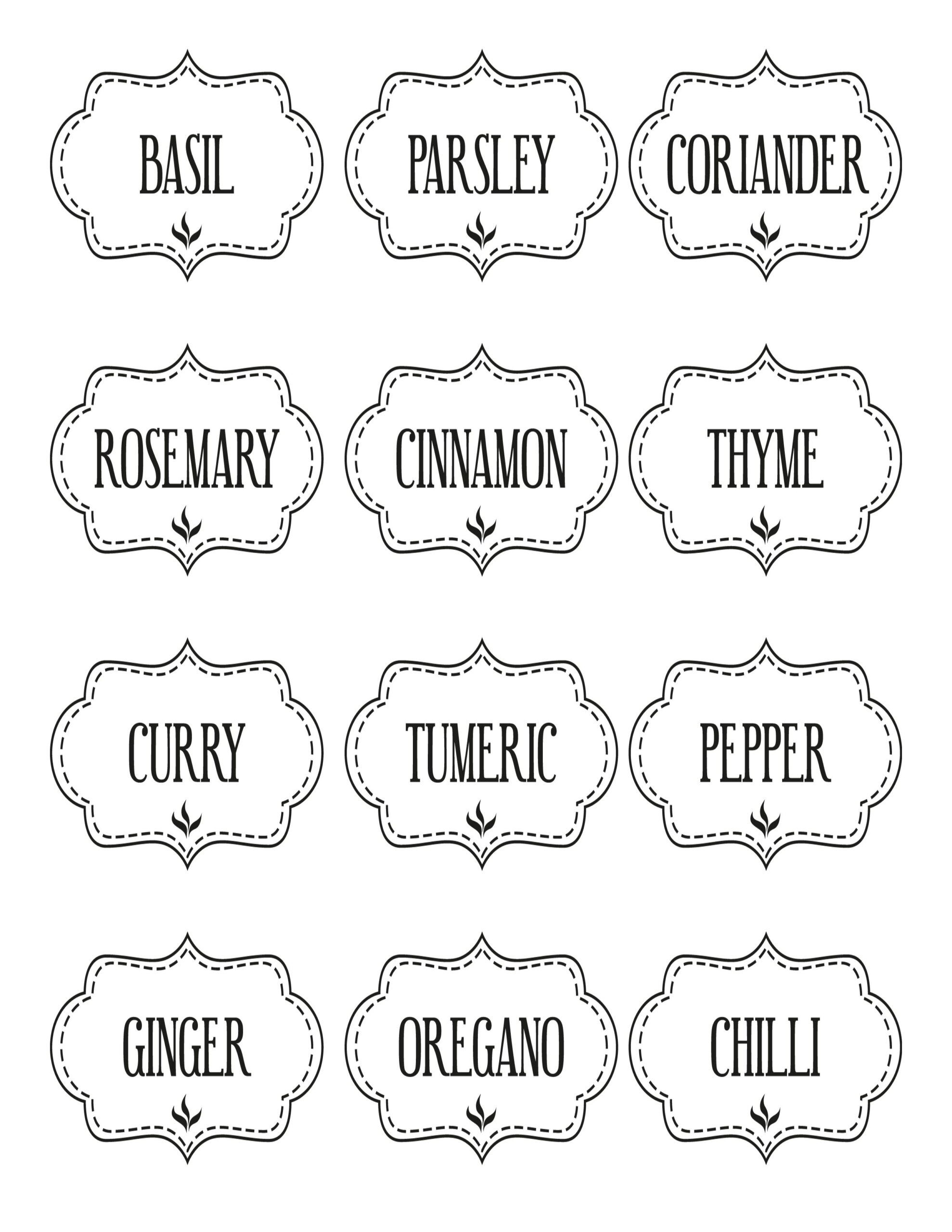 Free Printable Kitchen Spice Labels - The Graffical Muse for Free Printable Herb Labels