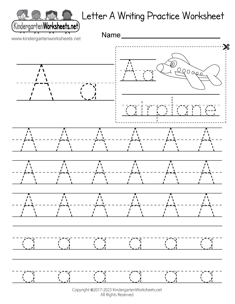 Free Printable Letter A Writing Practice Worksheet within Free Printable Letter Writing Worksheets