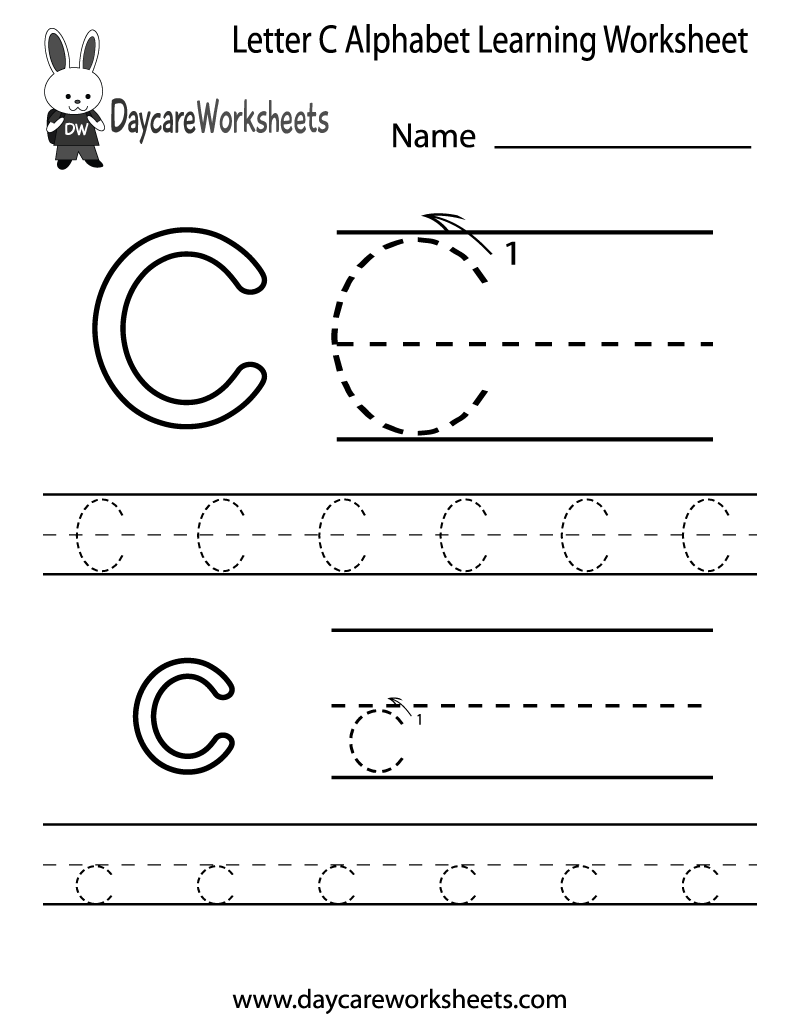 Free Printable Letter C Alphabet Learning Worksheet For Preschool in Free Printable Letter C Worksheets