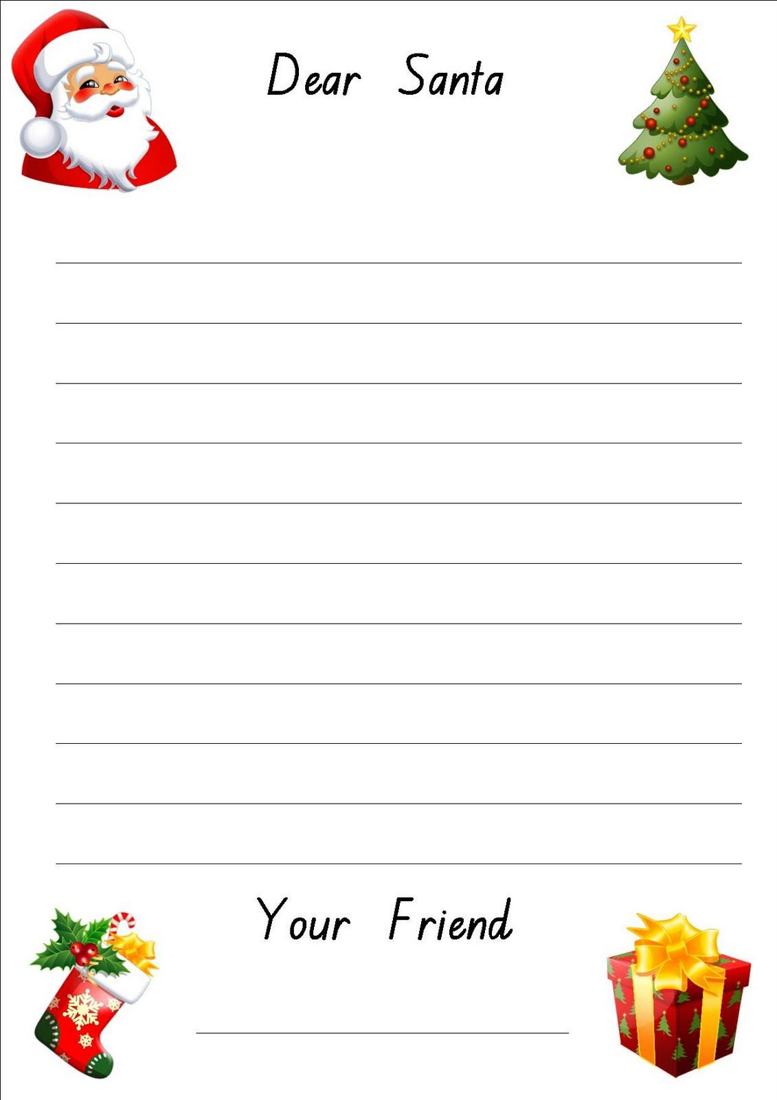 Free Printable: Letter To Santa Paper inside Free Printable Santa Letter Paper