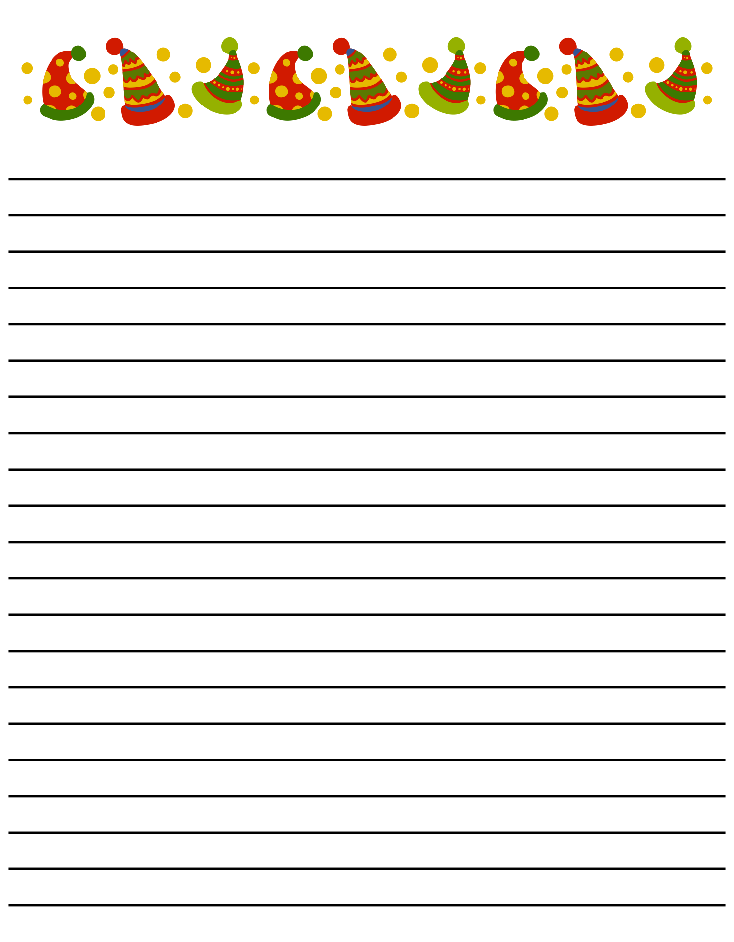 Free Printable Lined Stationary With Christmas Hats with regard to Free Printable Christmas Writing Paper With Lines