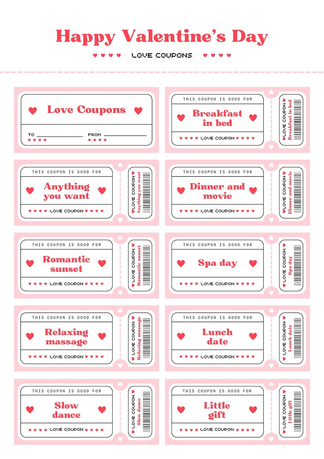 Free Printable Love Coupon Templates | Canva for Free Printable Love Coupons