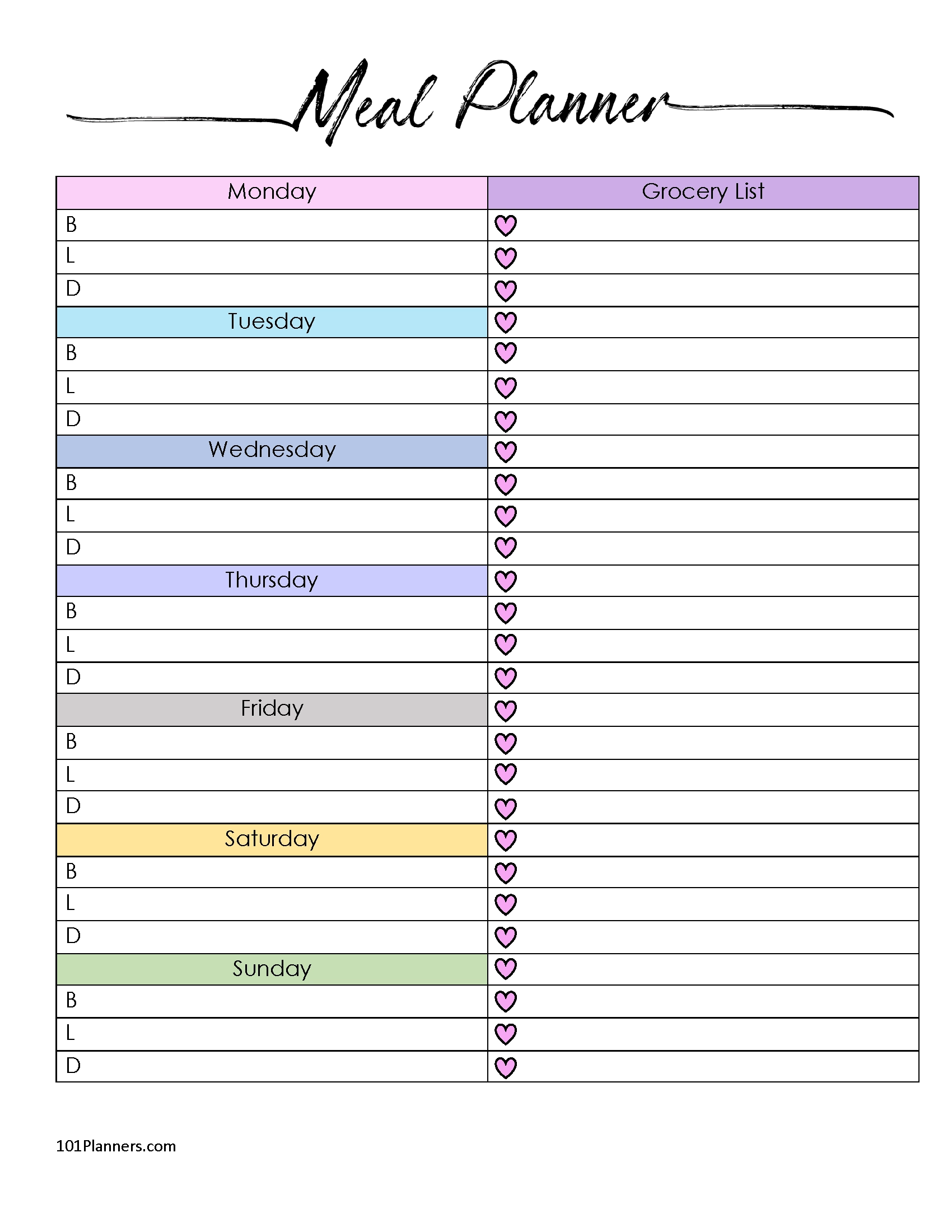 Free Printable Meal Plan Template | Customize Before You Print within Free Printable Menu Planner