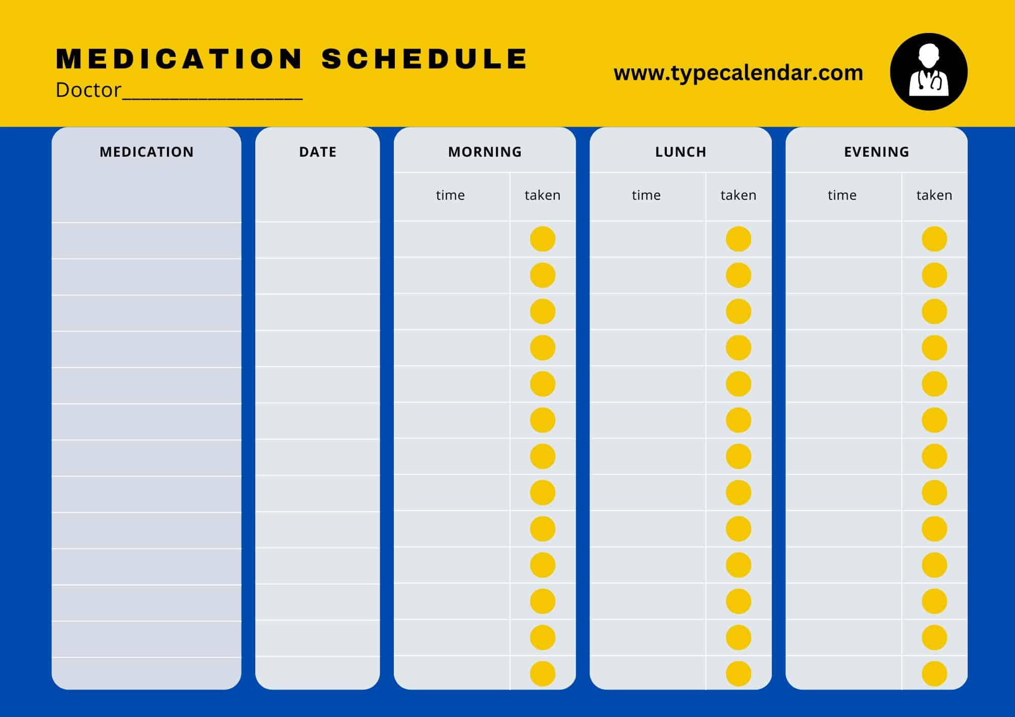 Free Printable Medication Schedule Templates [2, 3, 4 Times A Day inside Free Printable Medication Schedule