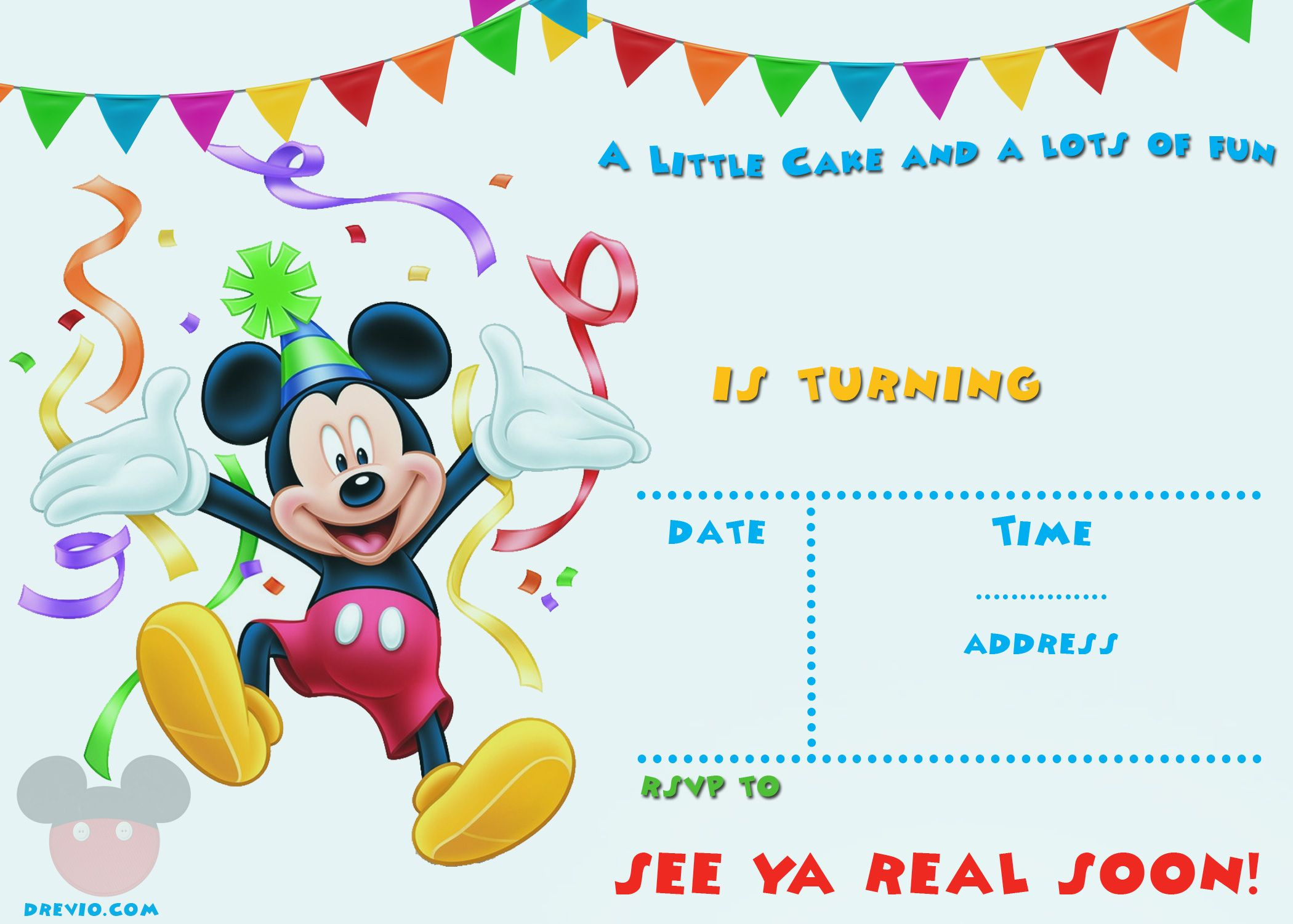 Free Printable Mickey Mouse Party Invitation Template with regard to Free Printable Mickey Mouse 1St Birthday Invitations