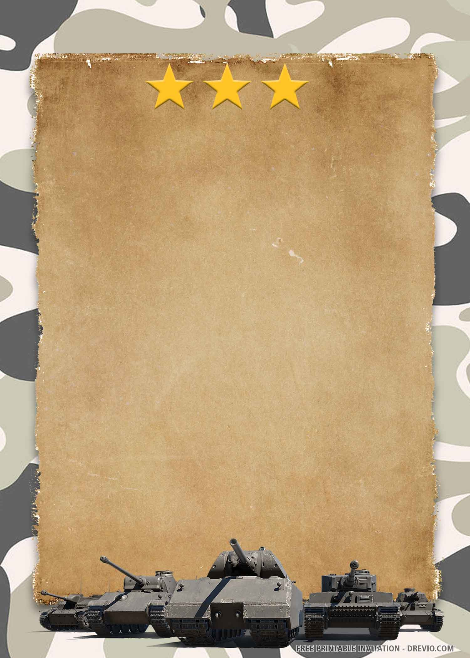 Free Printable) – Military Camouflage Birthday Invitation in Free Printable Camouflage Birthday Cards