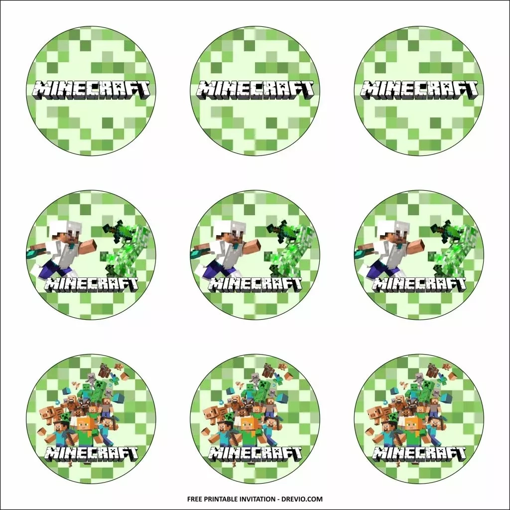 Free Printable) – Minecraft Birthday Party Kits Templates pertaining to Free Printable Minecraft Cupcake Toppers And Wrappers