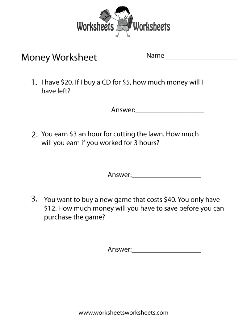 Free Printable Money Word Problems Worksheet in Free Printable Money Word Problems Worksheets