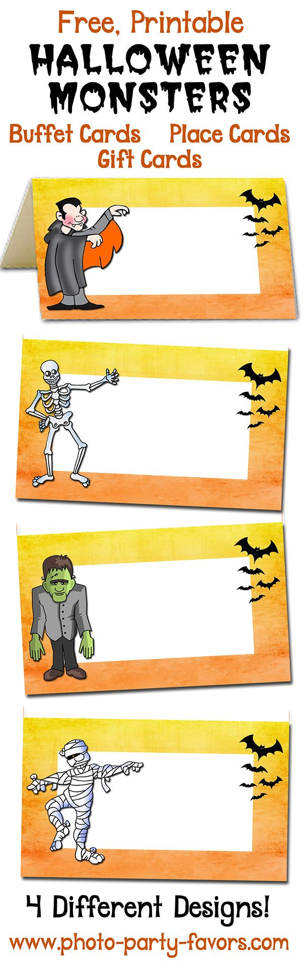 Free Printable Monsters Halloween Buffet Cards - Label Your Scarey for Free Printable Halloween Place Cards