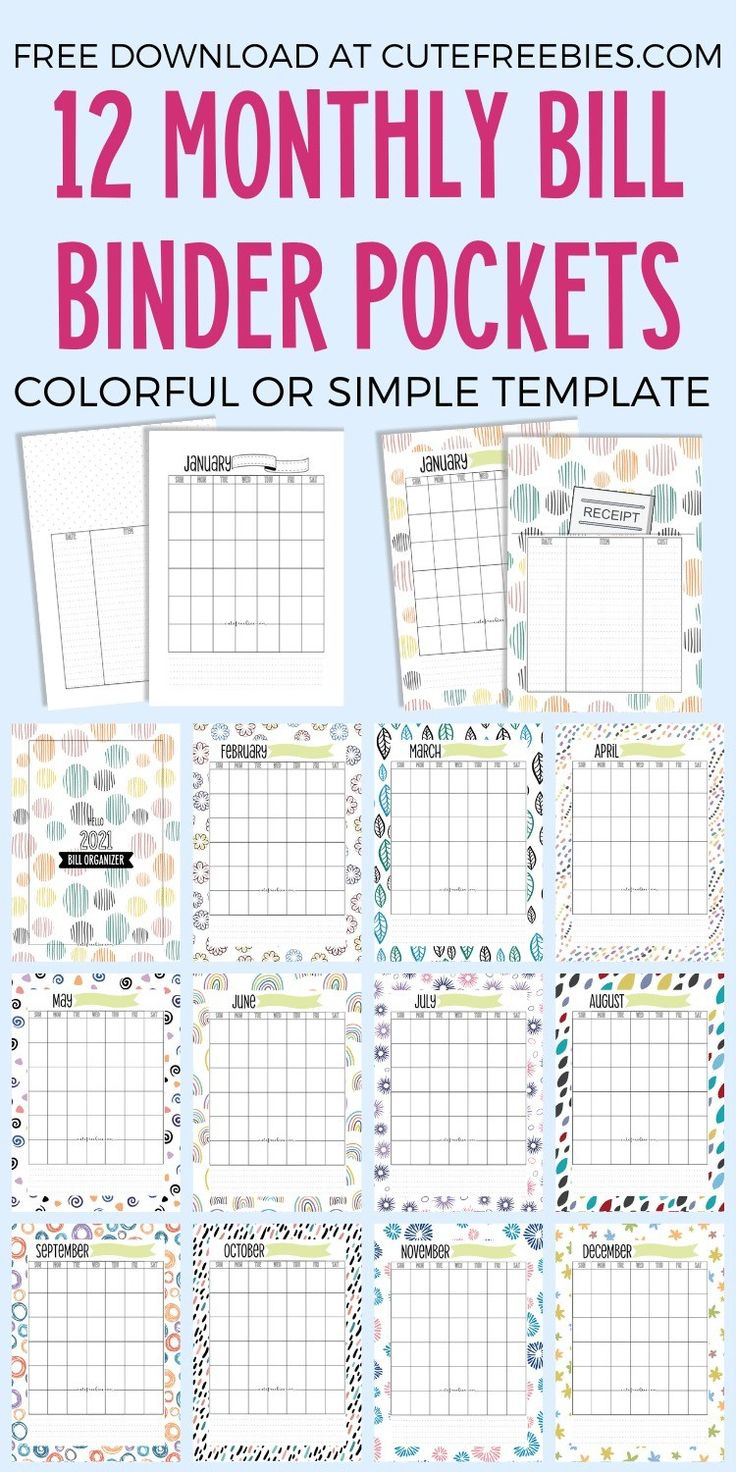 Free Printable Monthly Bill Organizer - Cute Freebies For You inside Bill Binder Free Printables