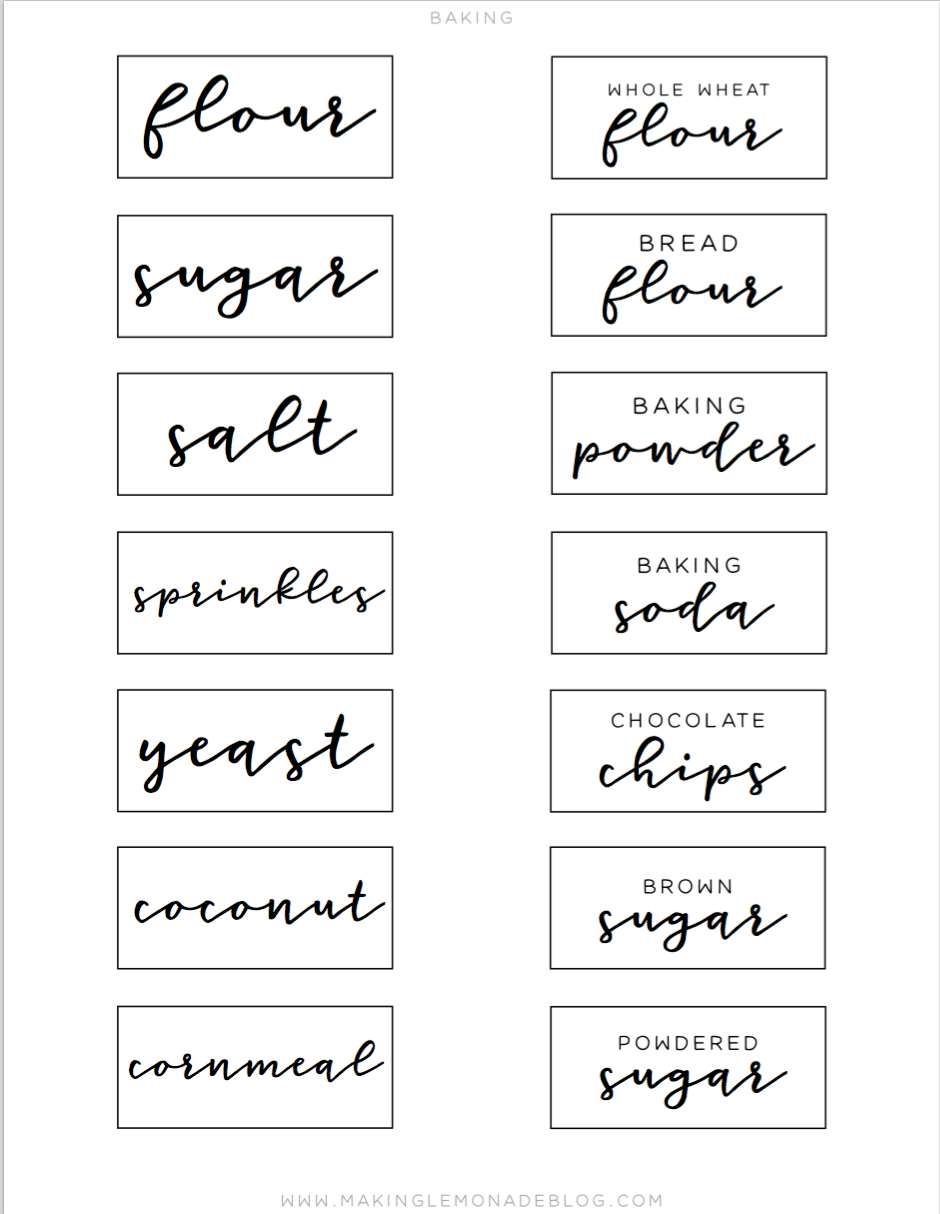 Free Printable Pantry Labels To Organize Your Kitchen - Making within Free Printable Baking Labels