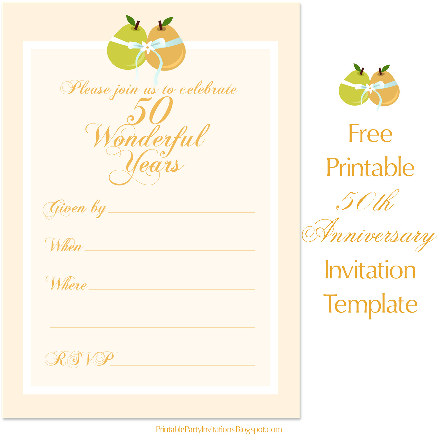 Free Printable Party Invitations: Free 50Th Wedding Anniversary for Free Printable 50th Wedding Anniversary Invitation Templates