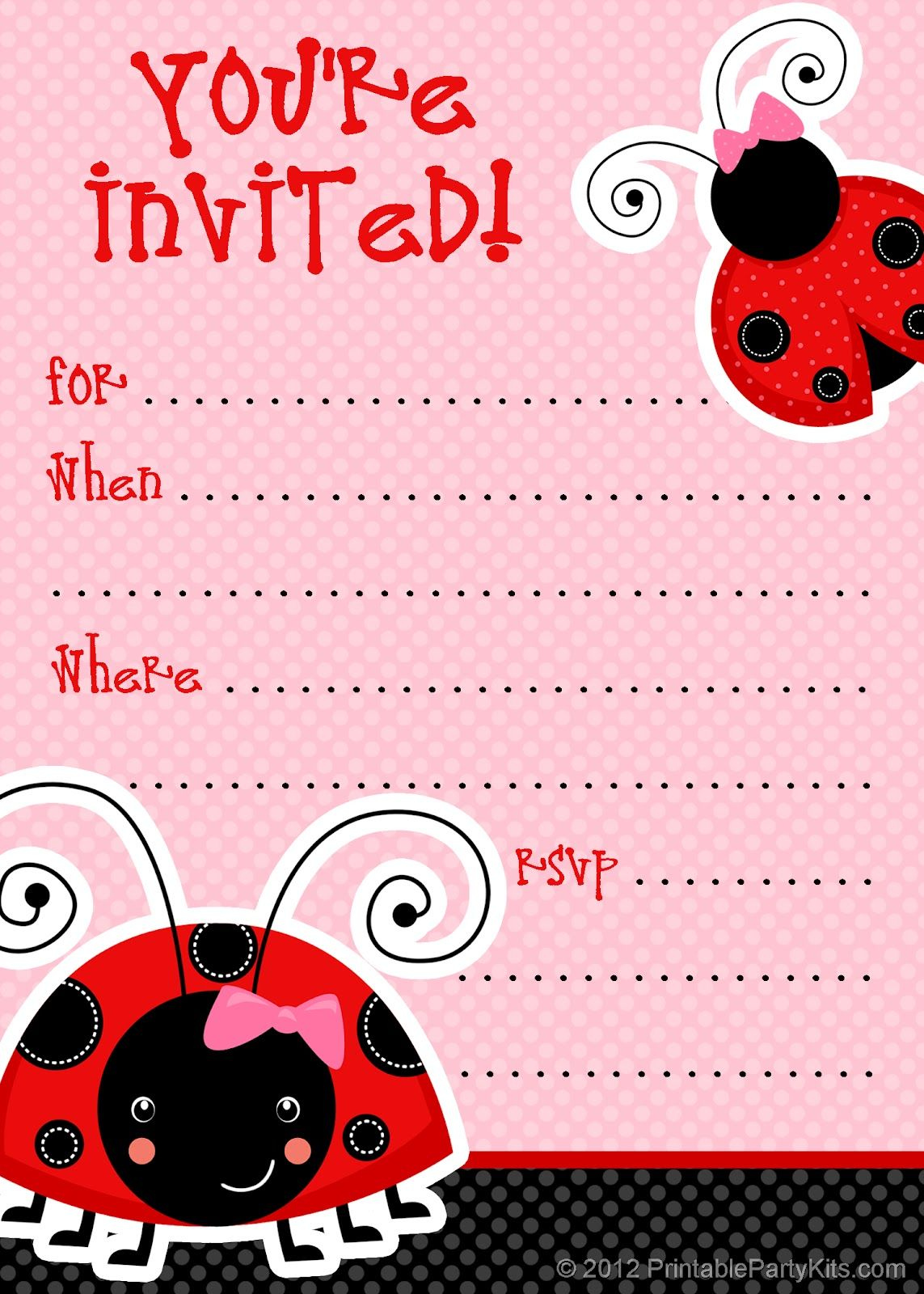 Free Printable Party Invitations: Free Ladybug Invite Template with regard to Free Printable Ladybug Baby Shower Invitations Templates