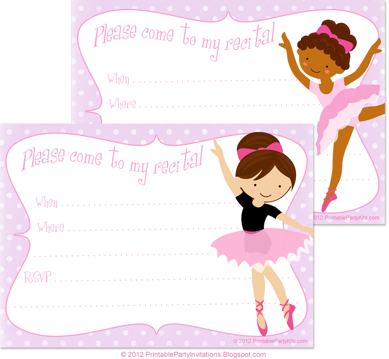 Free Printable Party Invitations: Printable Dance Recital pertaining to Free Printable Dance Recital Cards