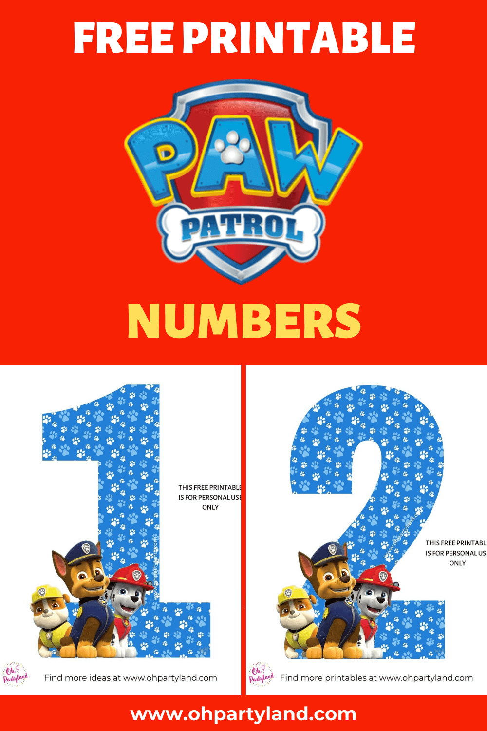 Free Printable Paw Patrol Numbers regarding Free Paw Patrol Birthday Printables