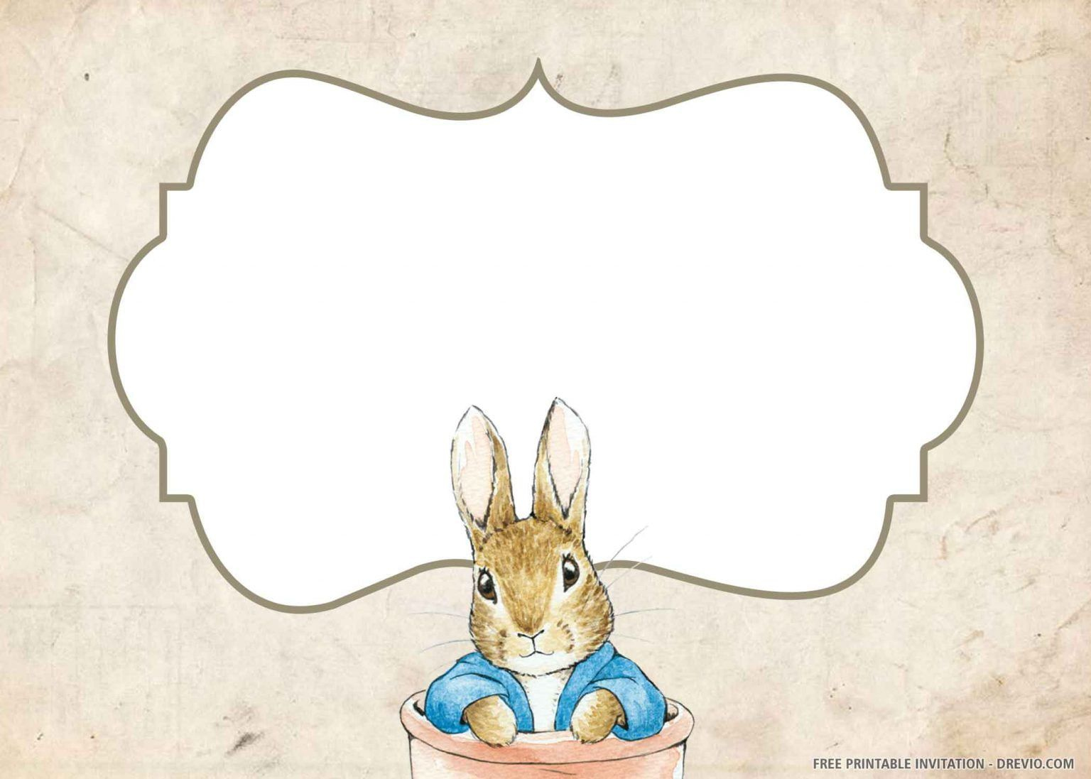 Free Printable) – Peter Rabbit Birthday Invitation Templates in Free Peter Rabbit Party Printables