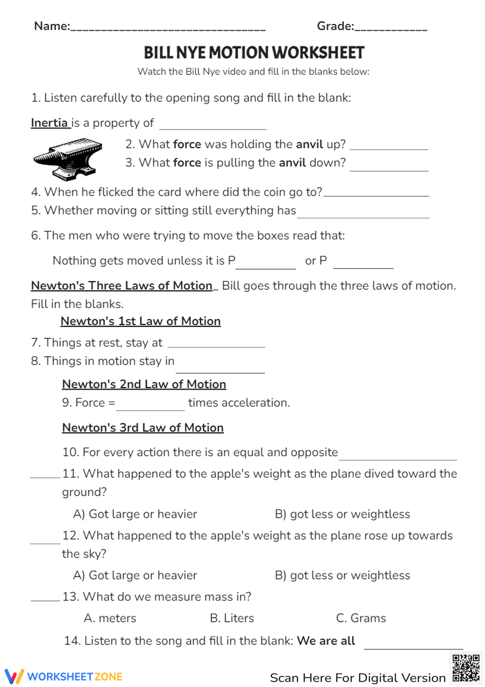 Free Printable Physics Worksheet Collection For All Grades pertaining to Free Printable Physics Worksheets