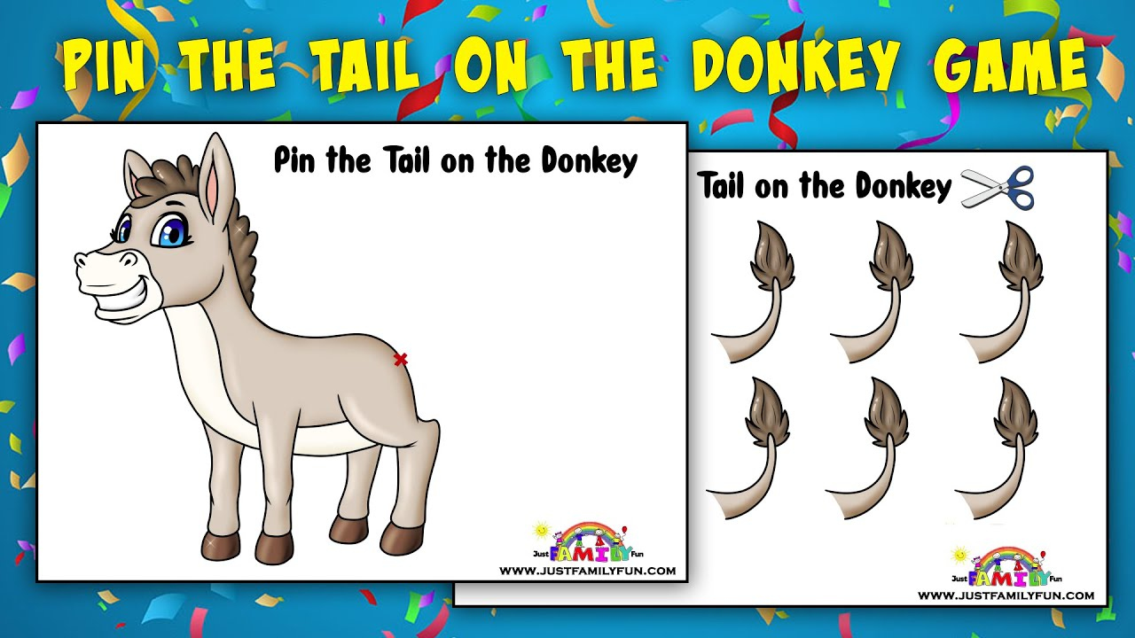 Free Printable Pin The Tail On The Donkey pertaining to Pin the Tail on the Donkey Printable Free