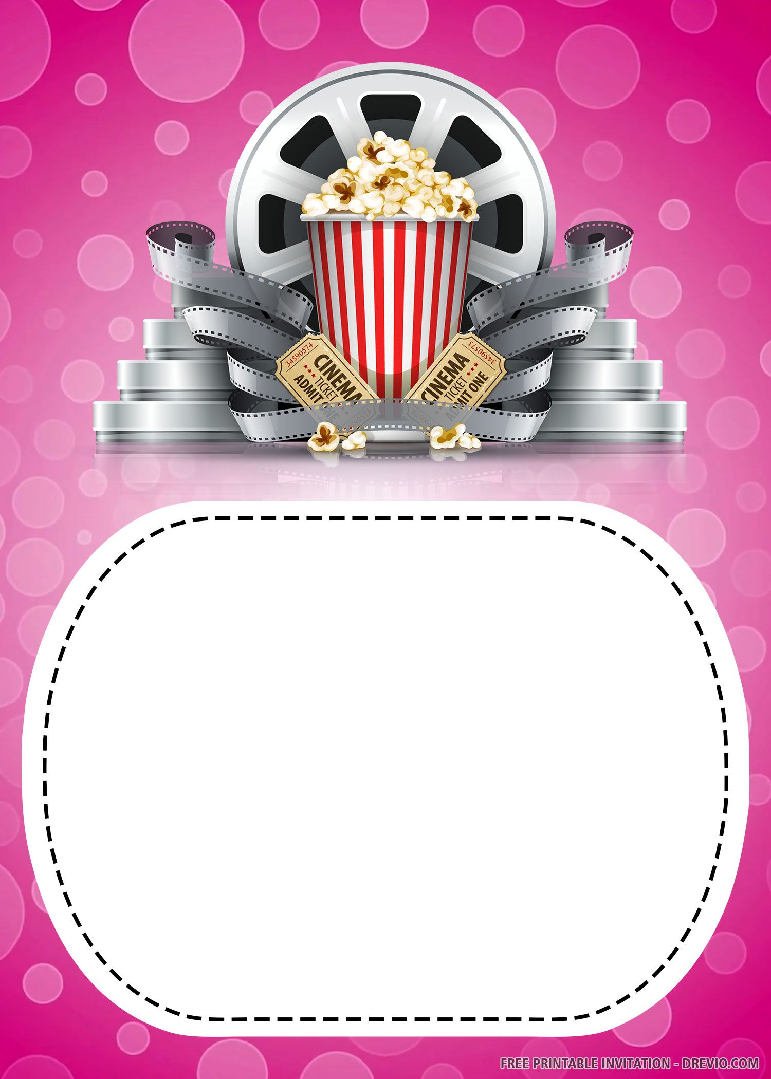 Free Printable Pink Movie Invitation Templates for Free Printable Movie Themed Invitations