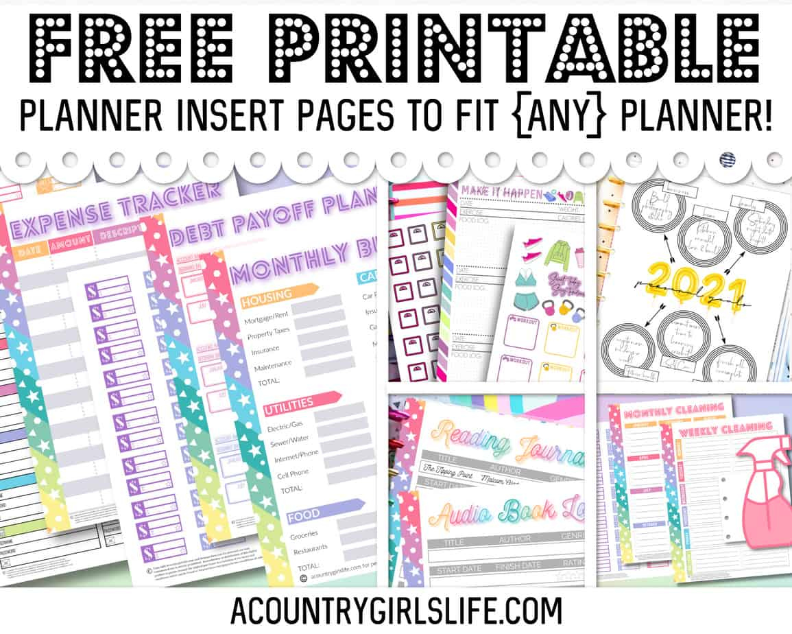 Free Printable Planner Inserts For {Any} Size Planner! - A Country regarding Free Printable Planner Inserts