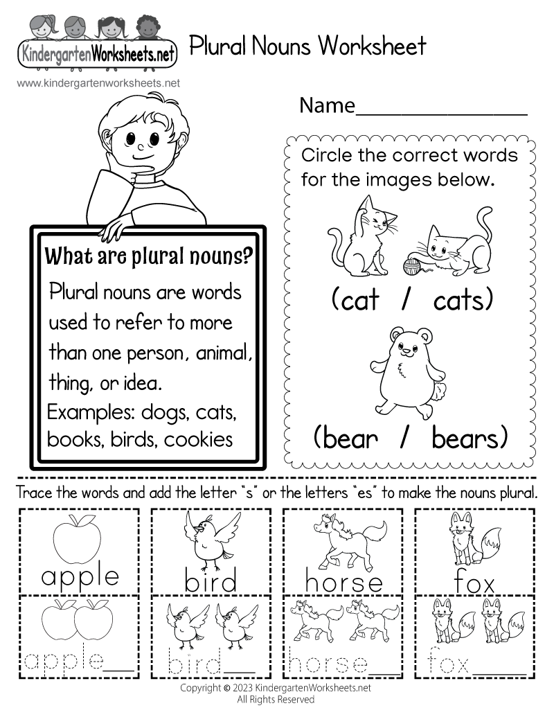 Free Printable Plural Nouns Worksheet with Free Noun Printables