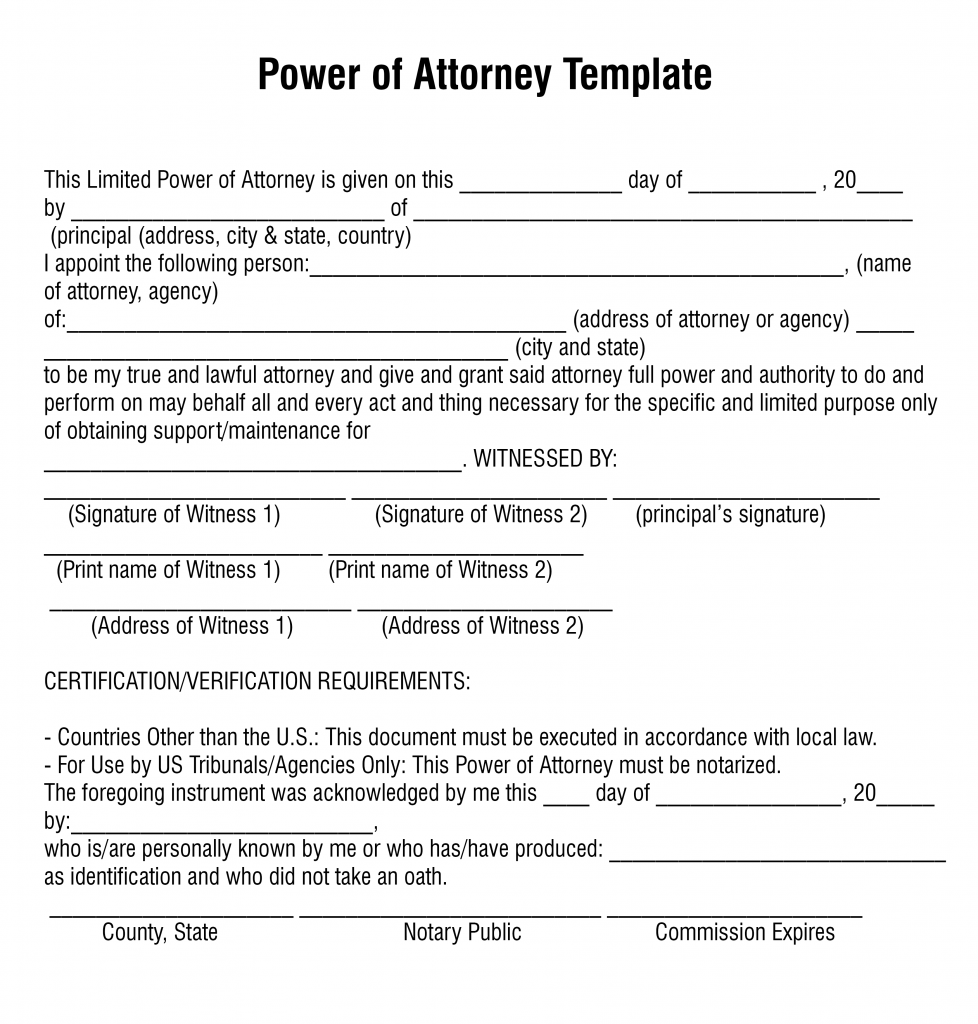 Free Printable Power Of Attorney Forms pertaining to Free Printable Power of Attorney