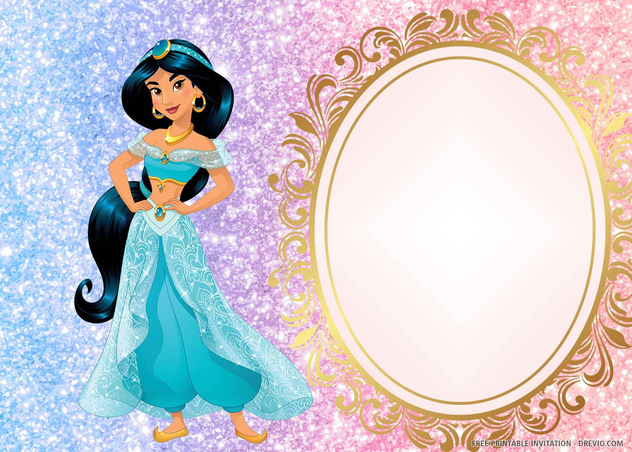 Free Printable) – Princess Jasmine Birthday Invitation Template in Free Printable Princess Jasmine Invitations