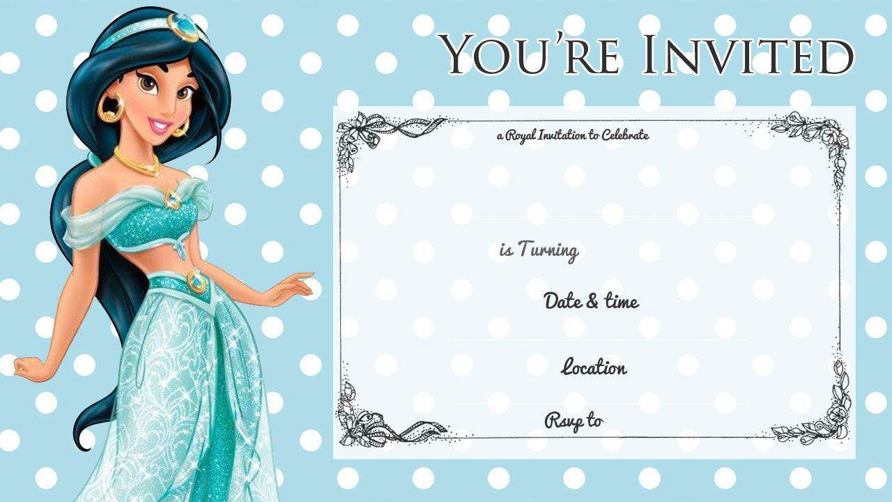 Free Printable Princess Jasmine Disney Birthday Invitation inside Free Printable Princess Jasmine Invitations