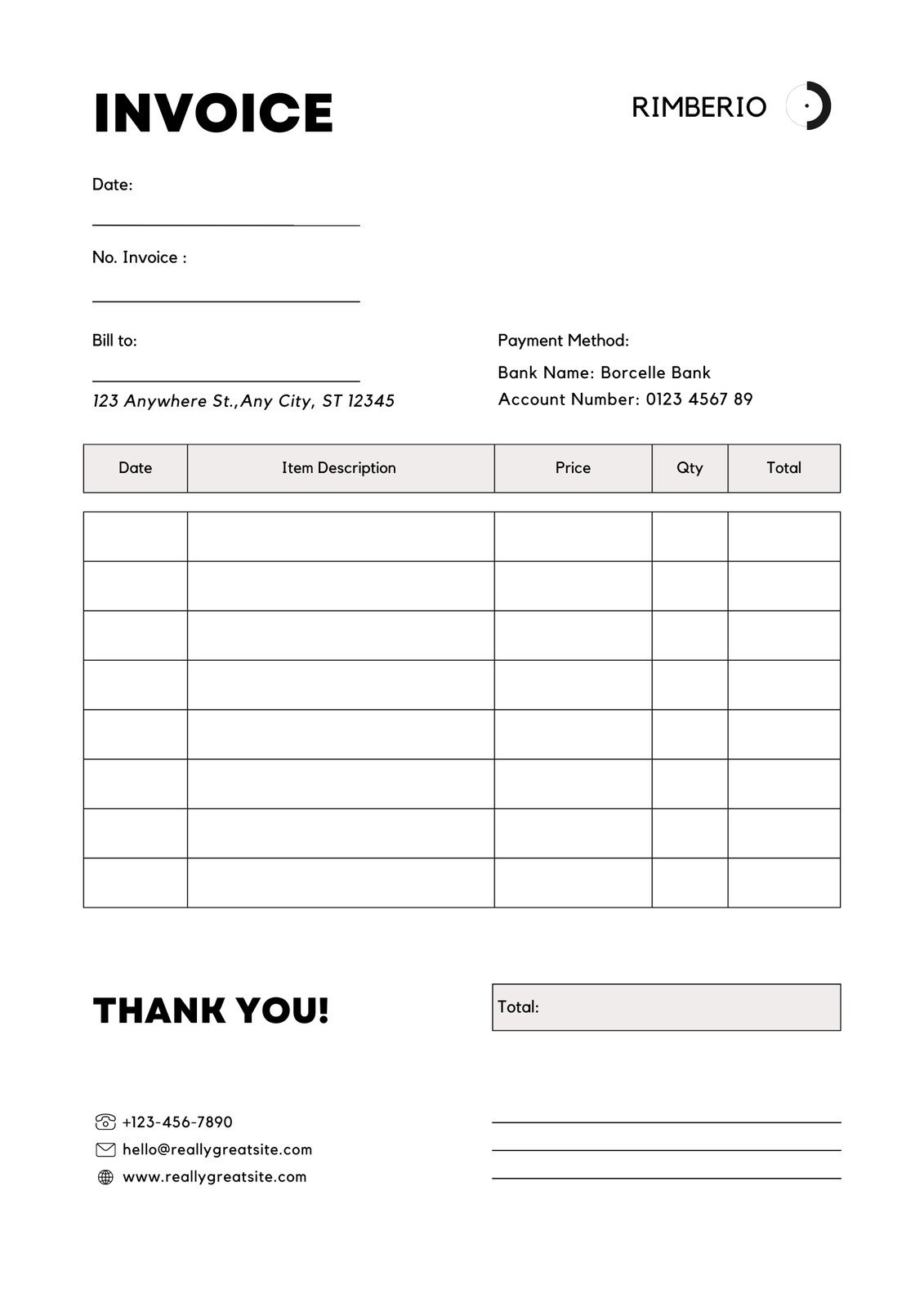 Free, Printable, Professional Invoice Templates To Customize | Canva in Free Bill Invoice Template Printable