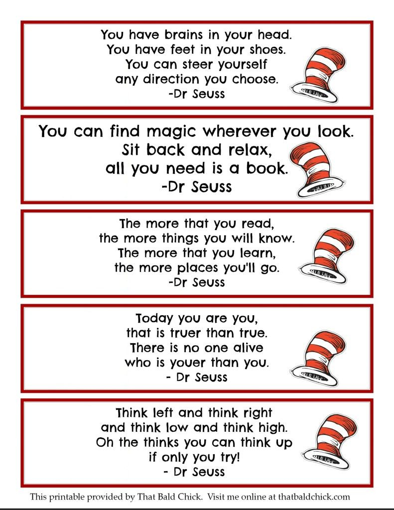 Free Printable Quote Bookmarks - Google Search | Dr Seuss intended for Free Printable Dr Seuss Quotes