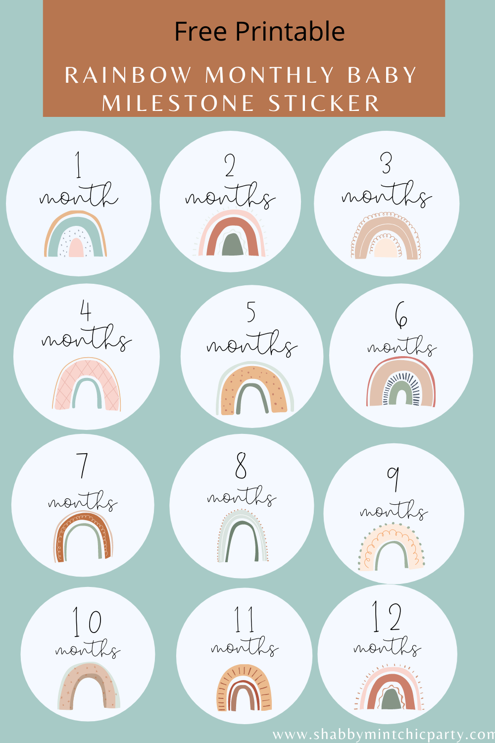 Free Printable Rainbow Baby Monthly Milestone Stickers | Baby intended for Free Printable Baby Month Stickers