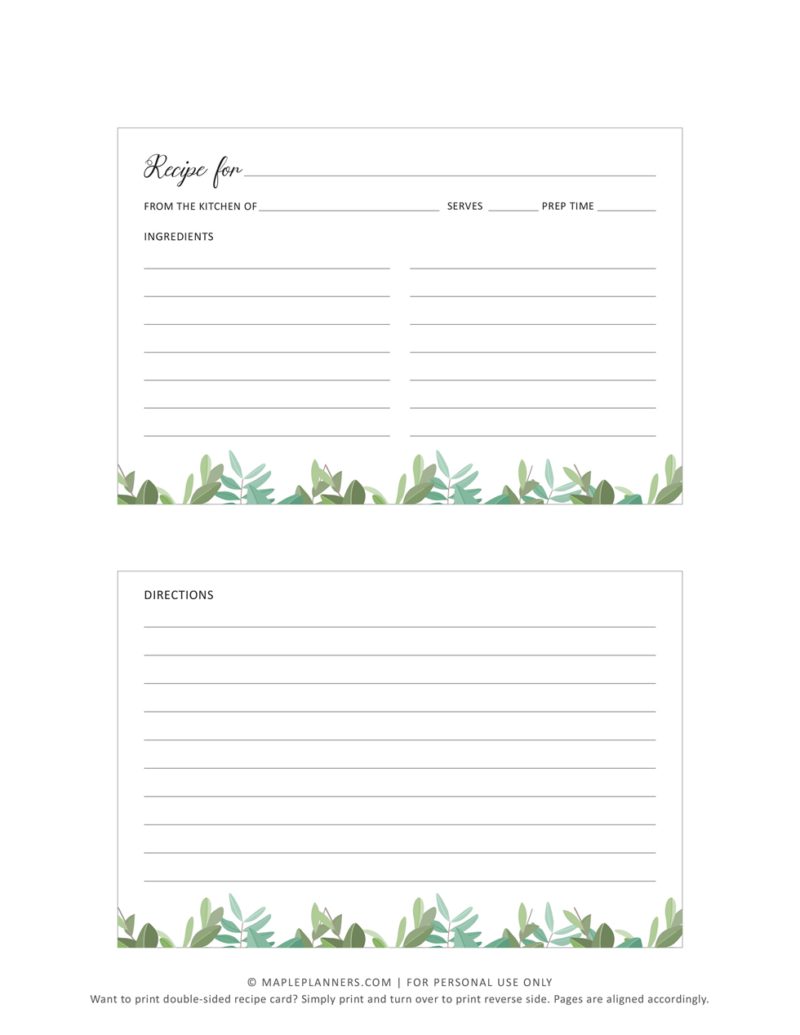 Free Printable Recipe Cards Template intended for Free Printable Photo Cards 4X6